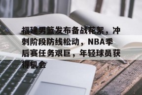 爱游戏体育APP-福建男篮发布备战花絮，冲刺阶段防线松动，NBA季后赛任务艰巨，年轻球员获得机会的简单介绍